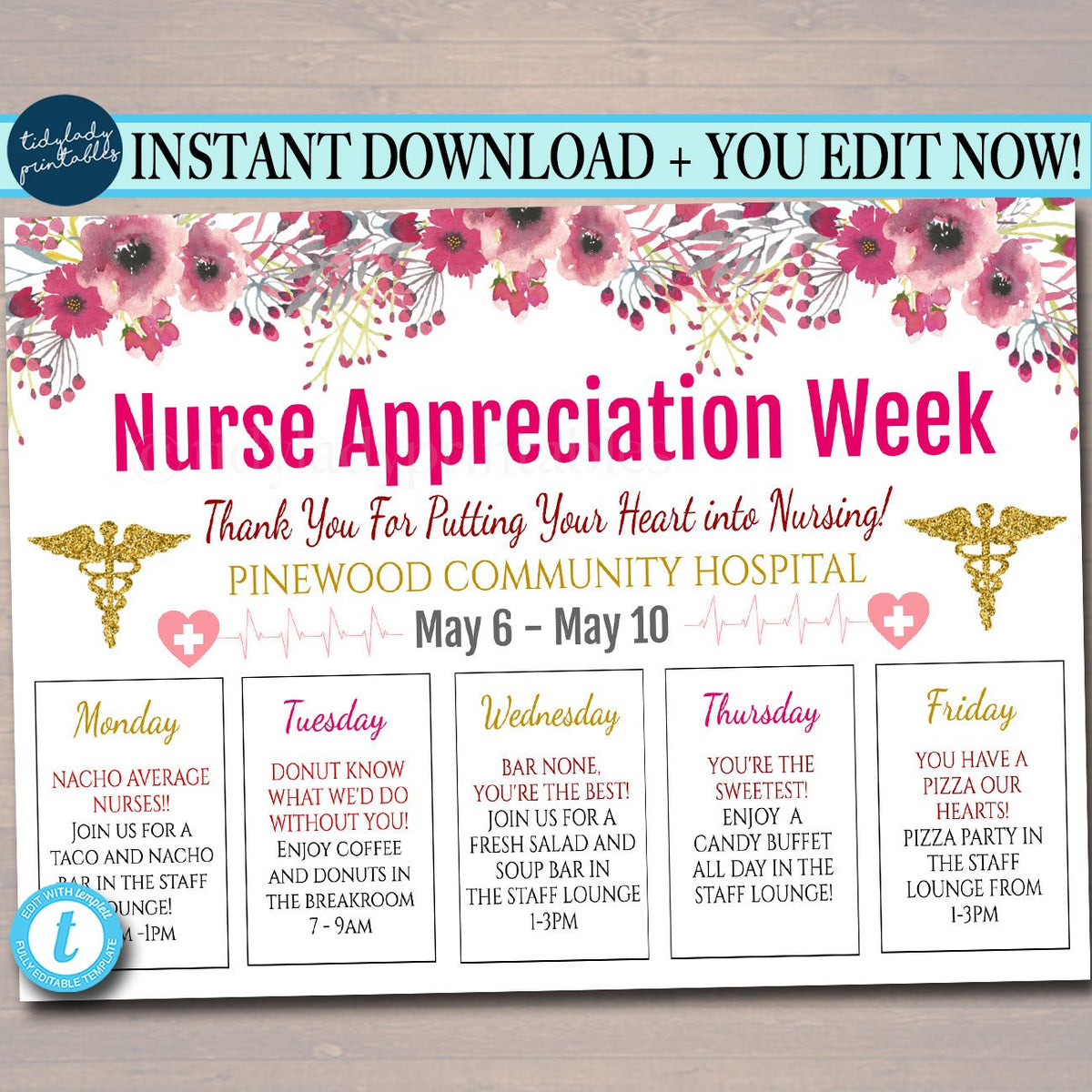 Nurse Appreciation Week Event Calendar  TidyLady Printables With Nurses Week Flyer Templates