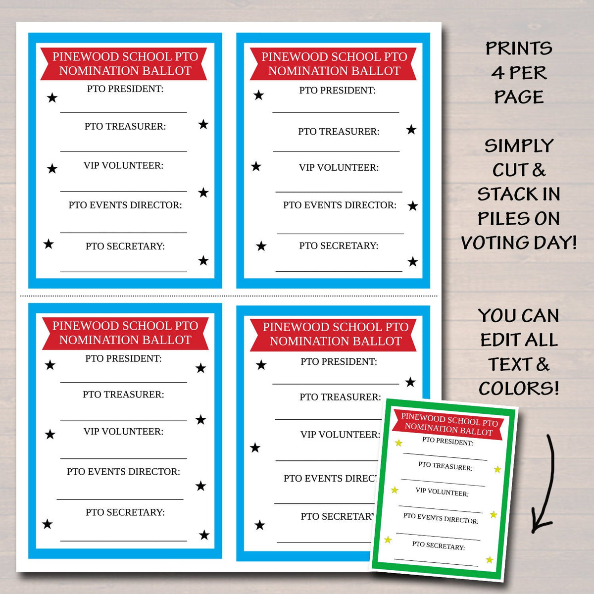 Pto Pta Voting Election Flyer And Ballot Printable Sheets Tidylady Printables