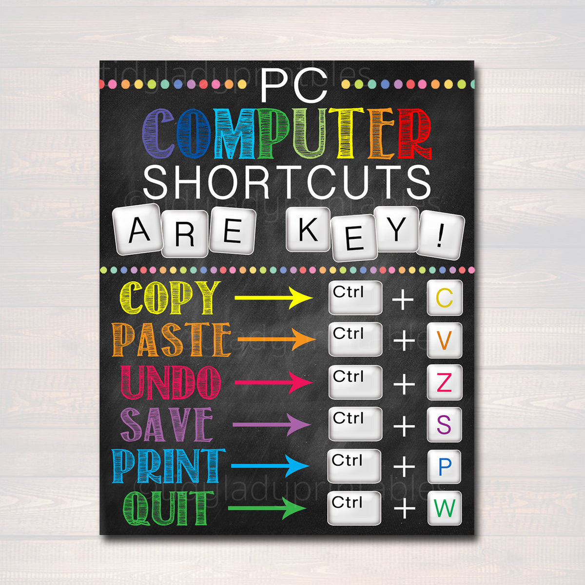 Computer Lab School Sign - Keyboard Shortcuts PC Printable – TidyLady