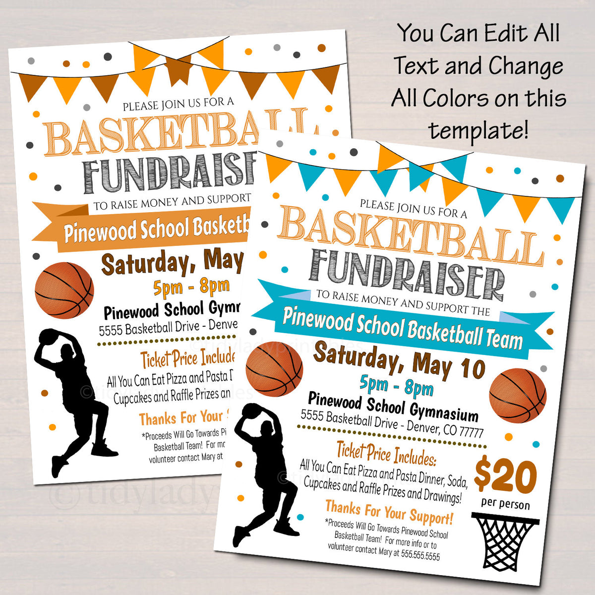 Basketball Fundraiser Flyer - PTO PTA  TidyLady Printables In Benefit Dance Flyer Templates