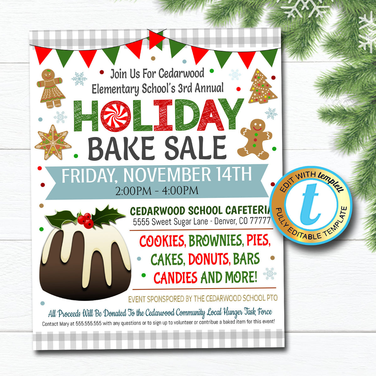 Holiday Bake Sale Flyer Invite  TidyLady Printables Pertaining To Bake Sale Flyer Template Free
