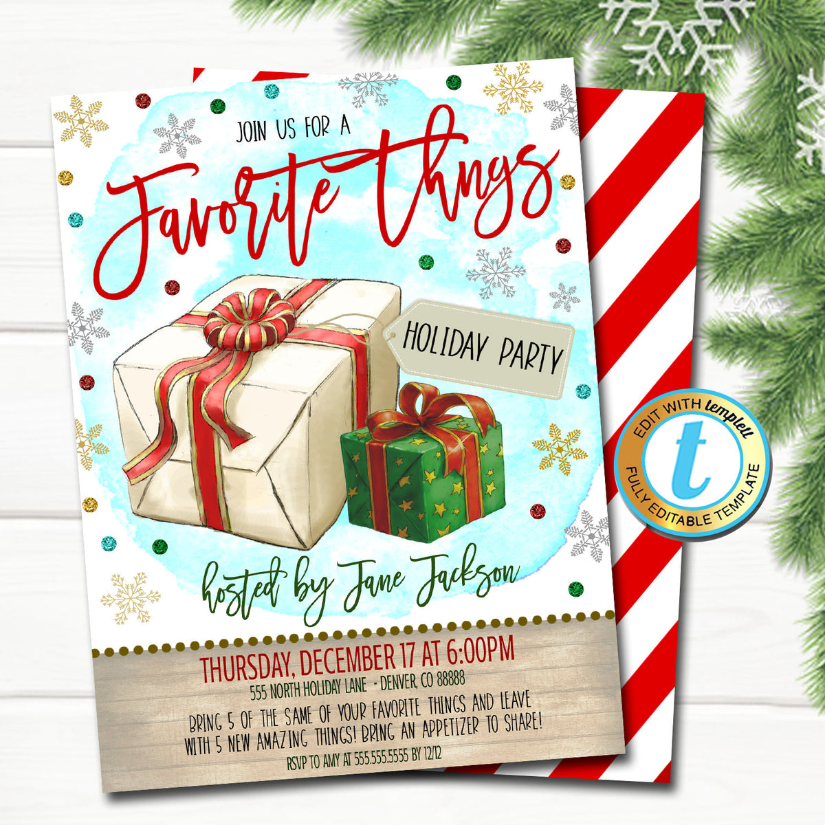 Favorite Things Christmas Party Invite TidyLady Printables