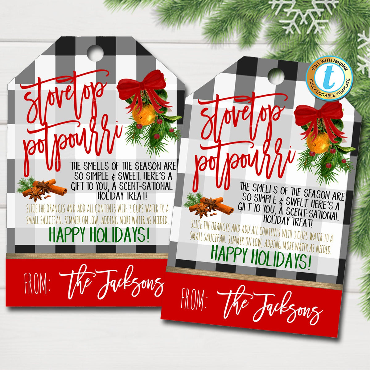 Christmas Stovetop Potpourri Gift Tags TidyLaady Printables