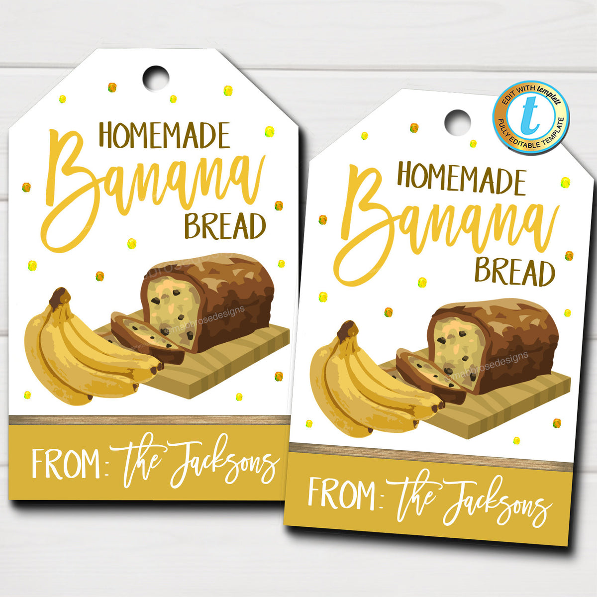 Banana Bread Gift Tags Bakery Label From The Kitchen Of Homemade Gi 