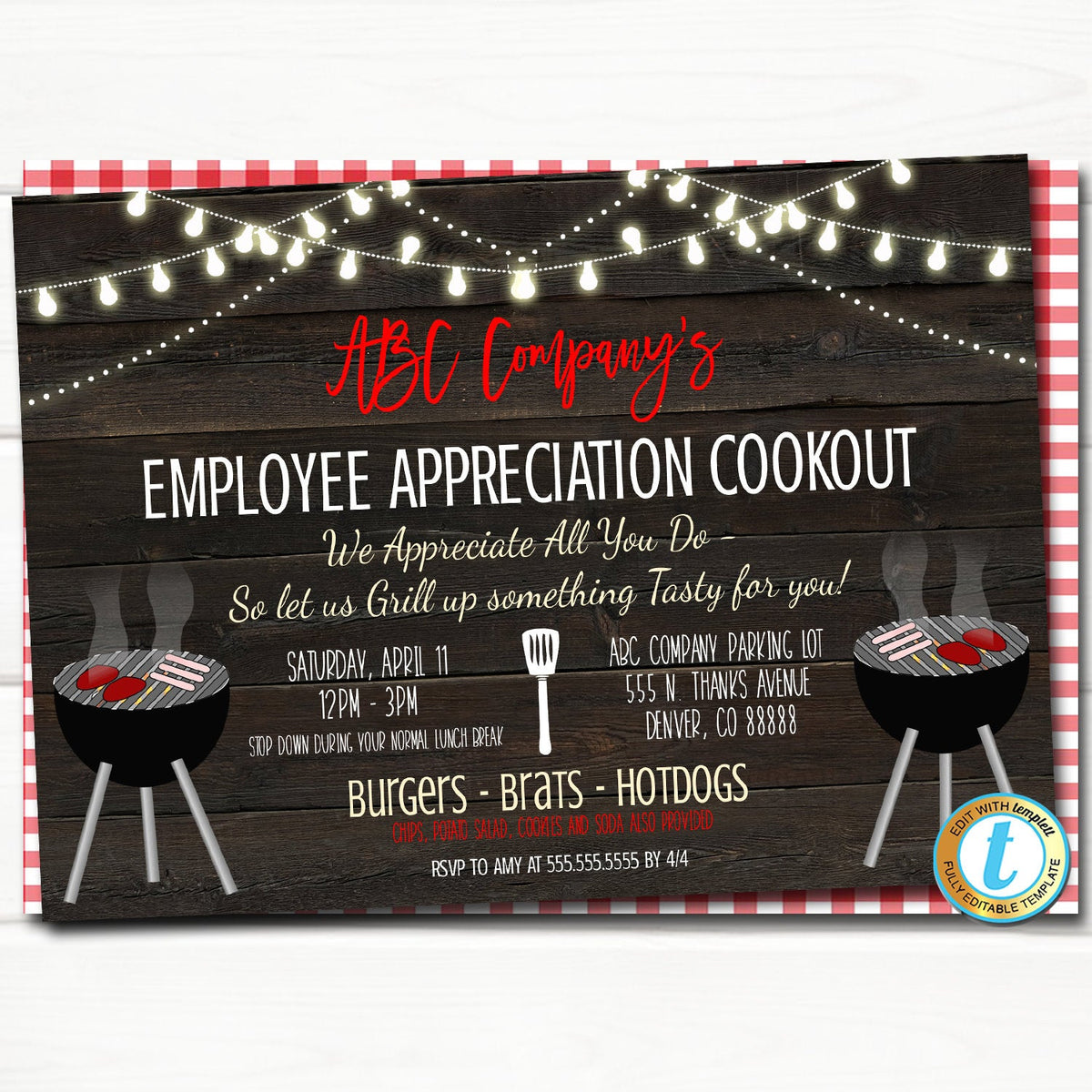Employee Appreciation BBQ Party Invitation Template – TidyLady Throughout Customer Appreciation Day Flyer Template