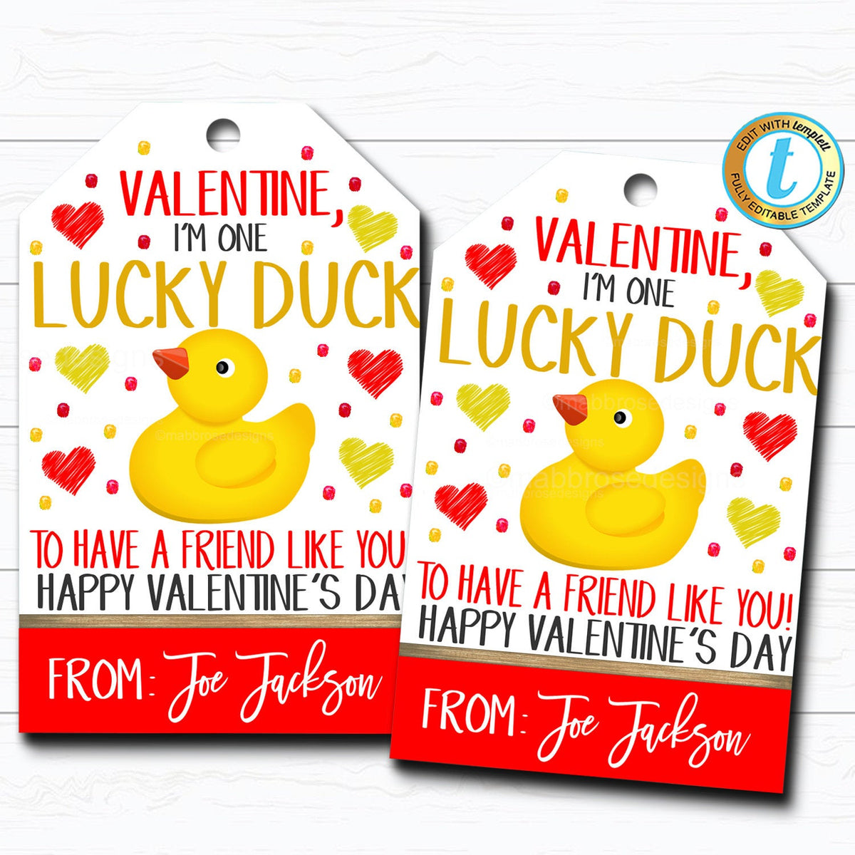 Valentine's Day Lucky Duck Gift Tags TidyLady Printables