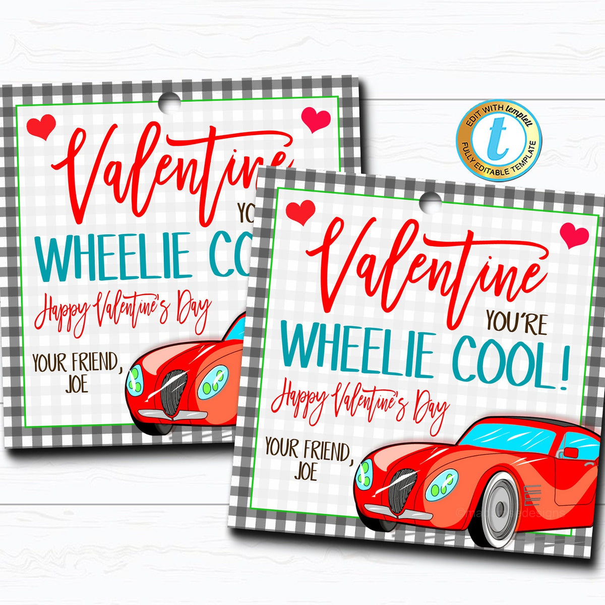 Race Car Valentine Free Printable