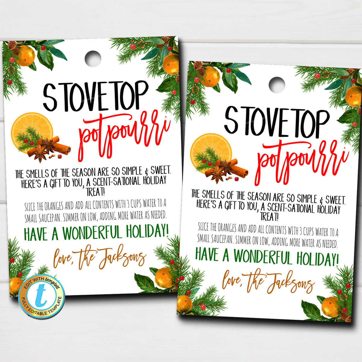 Christmas Stovetop Potpourri Gift Tags TidyLady Printables