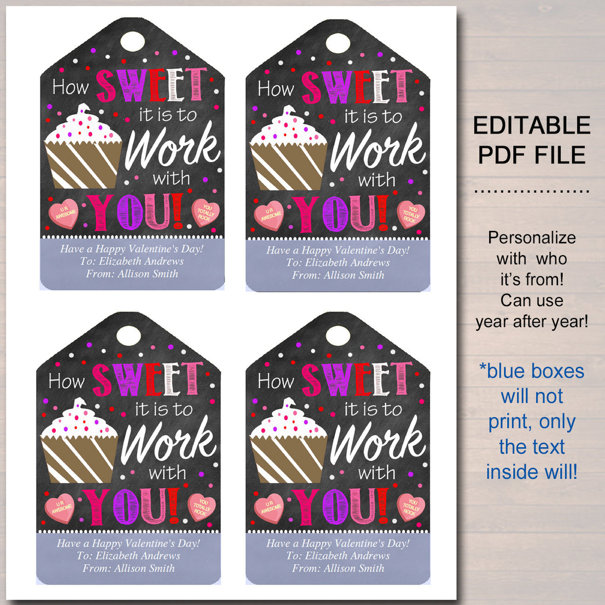 Valentines Day Coworker Favor Tags Company Staff Appreciation Labels Tidylady Printables 0630