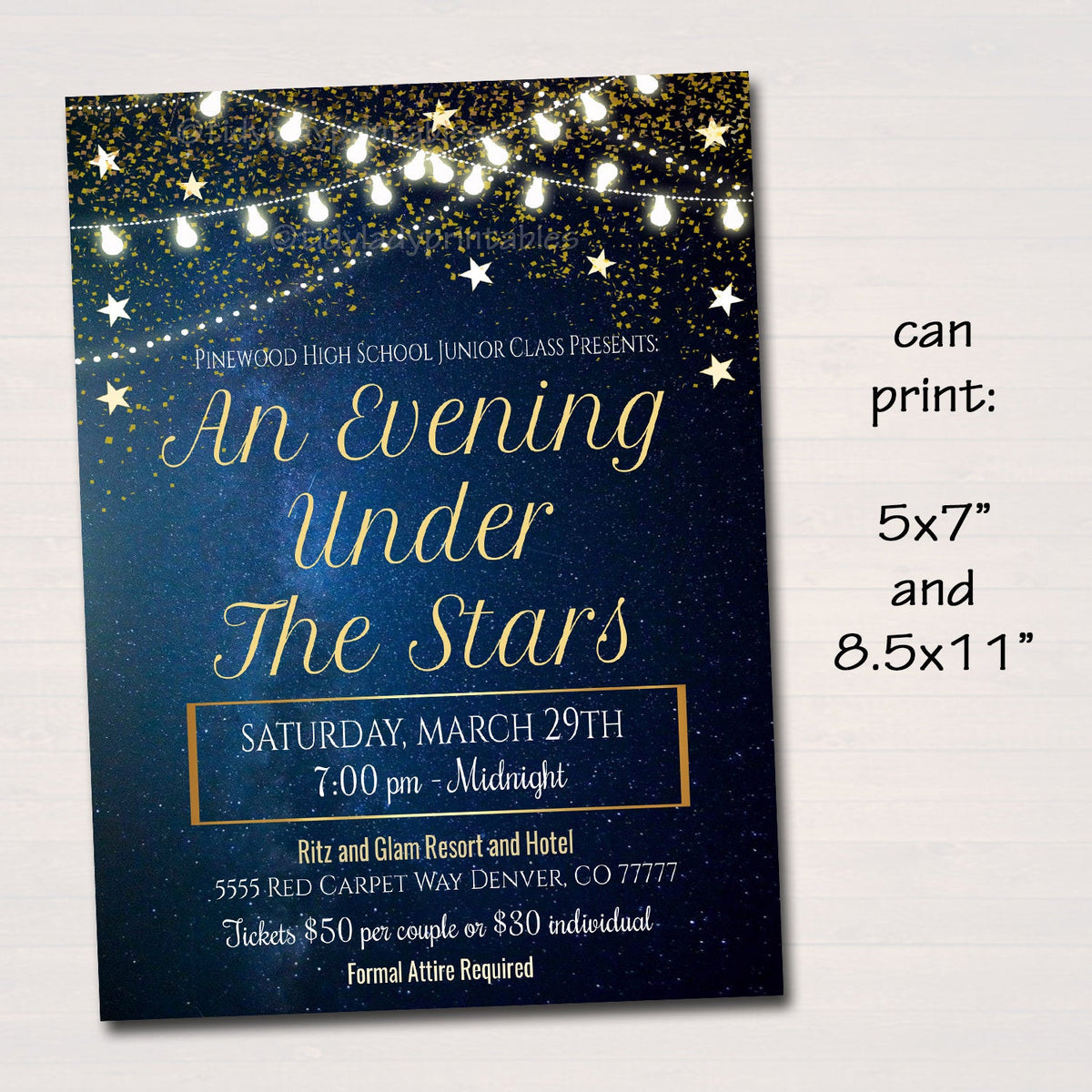 Starry Night Prom Dance Invitation TidyLady Printables