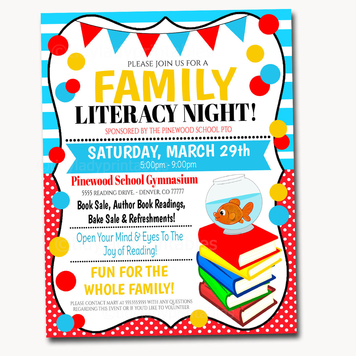 Family Literacy Night Flyer Template  TidyLady Printables With Regard To Family Night Flyer Template