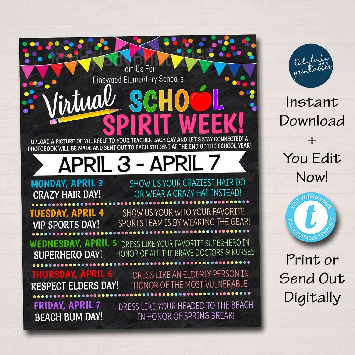 Virtual Teacher Appreciation Week Tidylady Printables