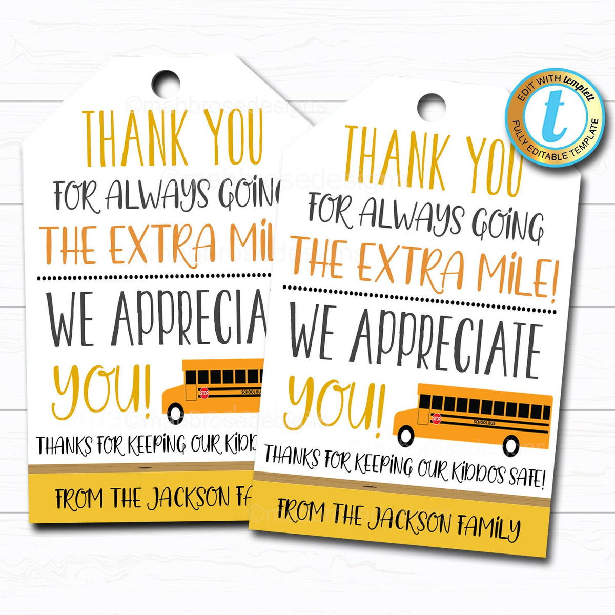 Thank You Bus Driver Printable