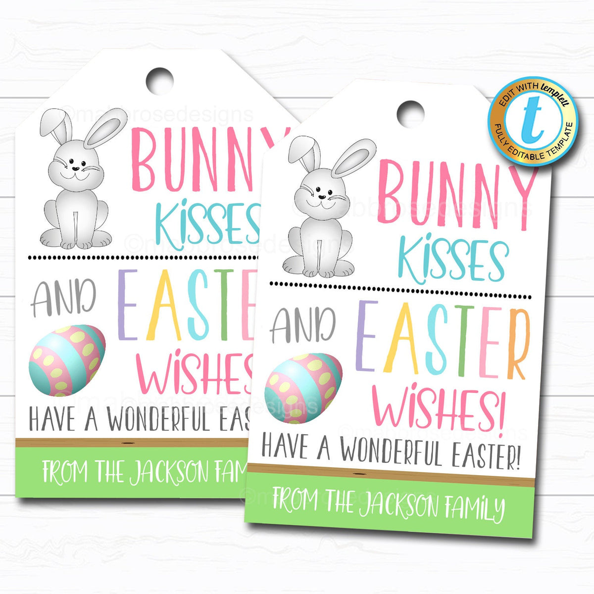 Easter Bunny Kisses & Wishes Gift Tag | TidyLady Printables