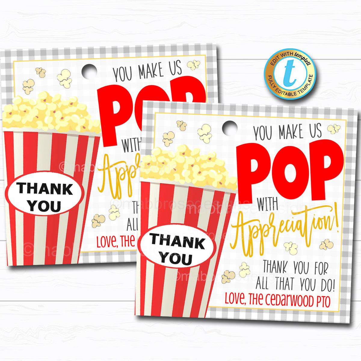 Popcorn Gift Tag TidyLady Printables