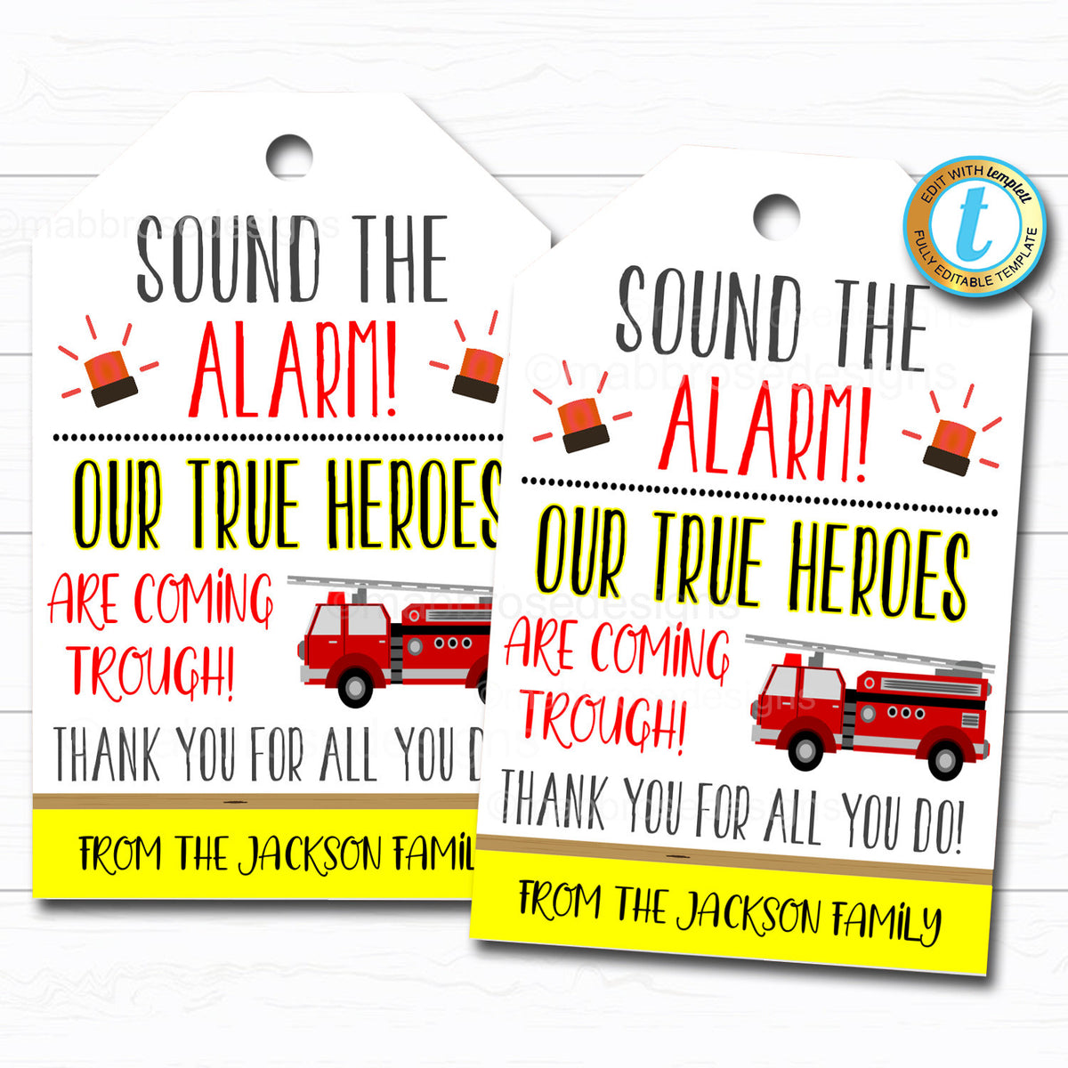 Firefighter Appreciation Gift Tag TidyLady Printables