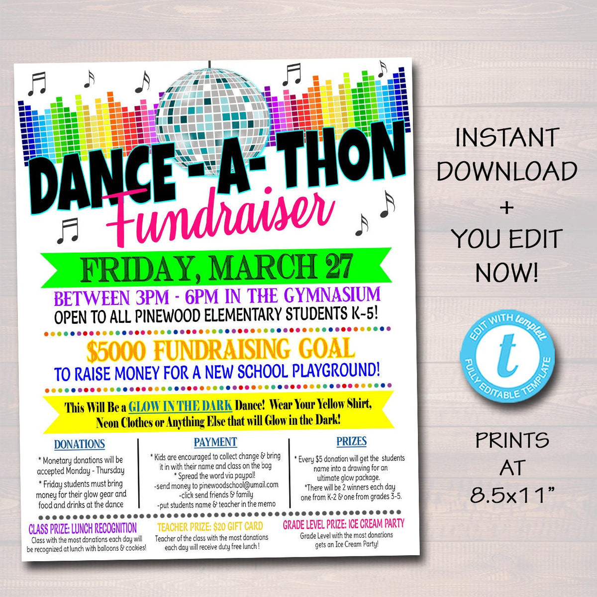 DanceaThon Fundraiser Flyer TidyLady Printables