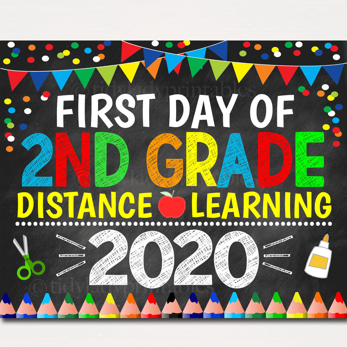 First Day Of Virtual 2nd Grade Sign Tidylady Printables