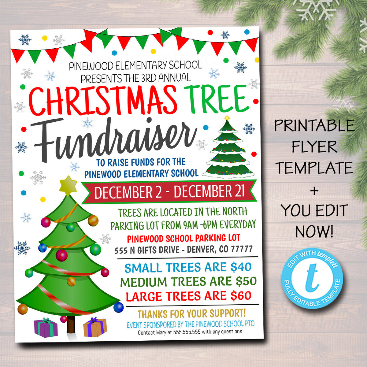 Christmas Tree Fundraiser Flyer TidyLady Printables