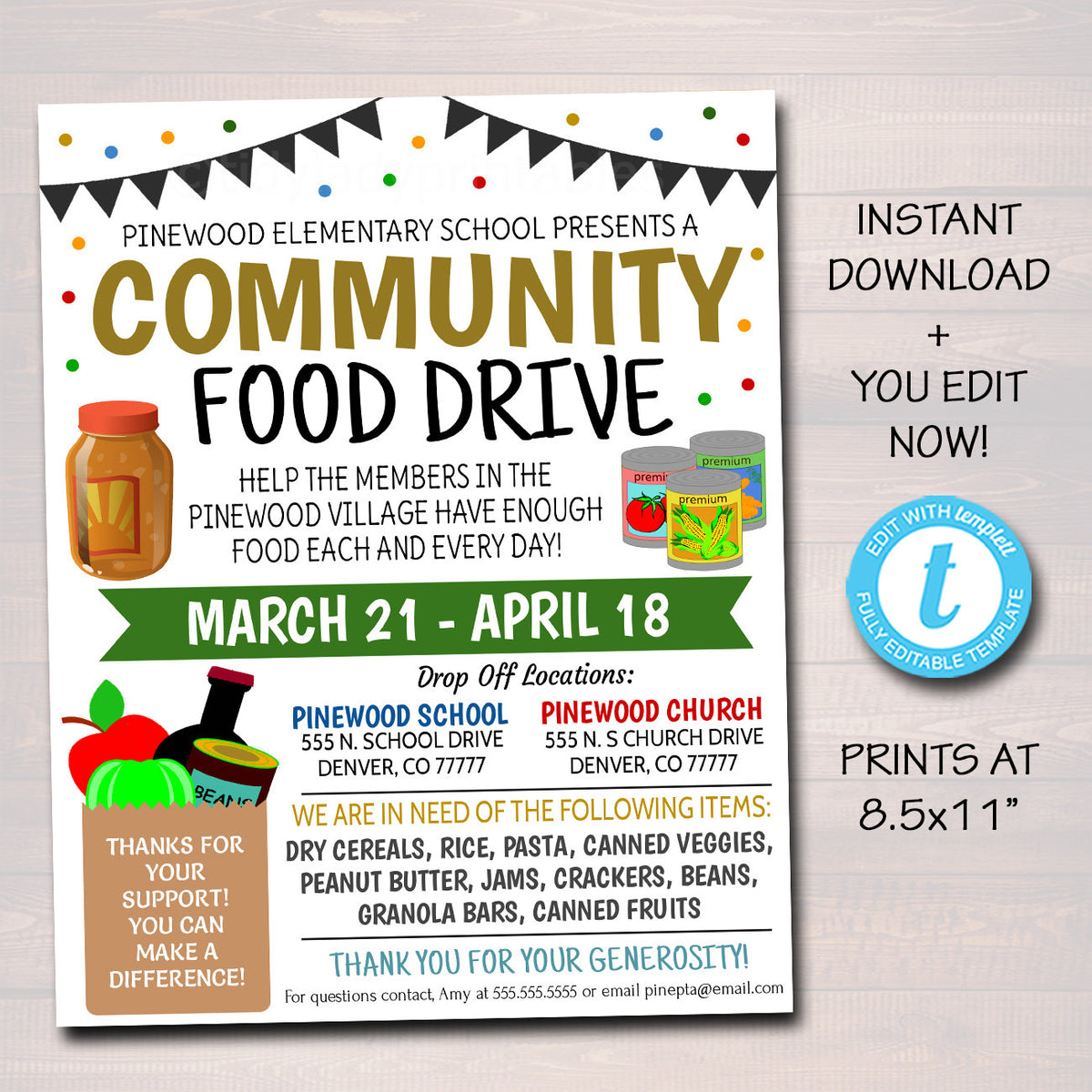 Food Drive Flyer Template  TidyLady Printables Within Canned Food Drive Flyer Template