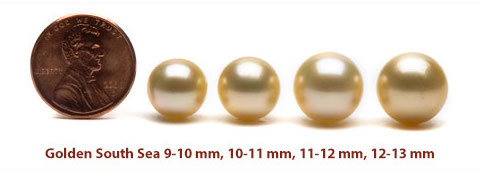 golden south sea pearl size