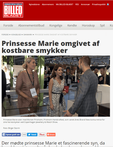 Prinsesse Marie visiting Priisholm Handcrafted to talk about men's Jewellery- Picture from Billed Bladet