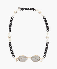Floral Pearls Eyeglasses Black Chain
