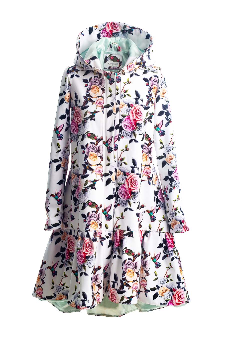 floral raincoat with hood