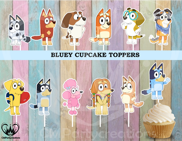 Bluey Birthday Party Cupcake Toppers - CMPartycreations