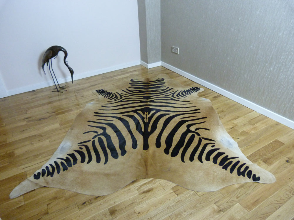 Zebra Print Cowhide Rug C827 Brown And Black Zebra Print Hide