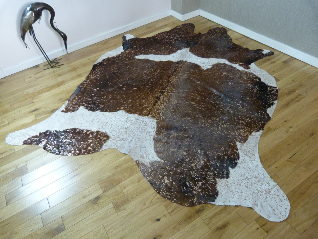 Brown And White With Rose Gold Metallic Cowhide Rug Cm168 Hide Rugs