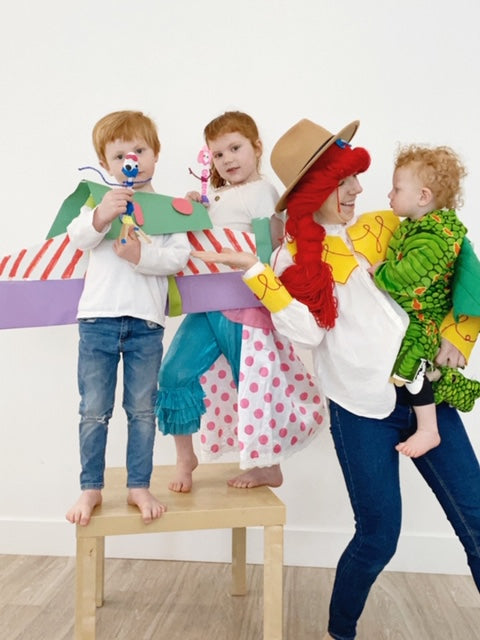 frolic and flourish toy story family kids matching costumes covid 19 quarantine motherhood blog post
