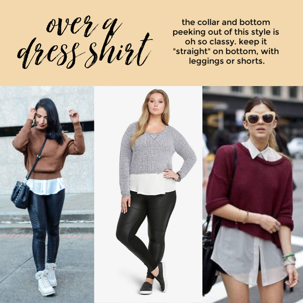 how to style cropped sweaters over dress shirt Friday apparel fashion outfits dressy work