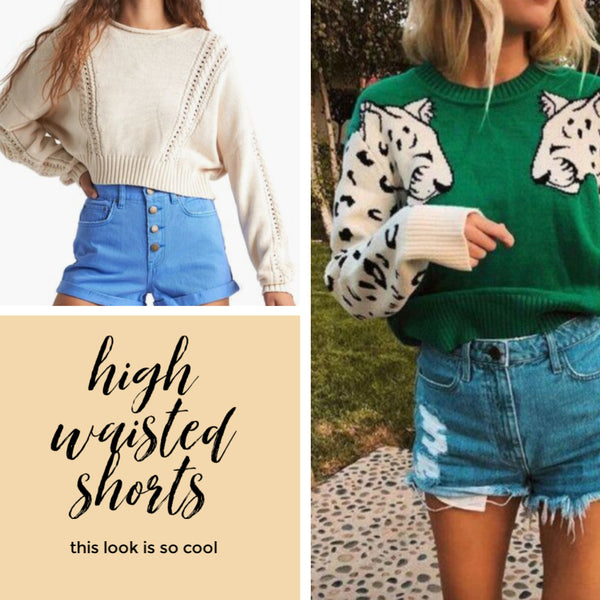 how to style cropped sweaters high waisted shorts Friday apparel fashion blog