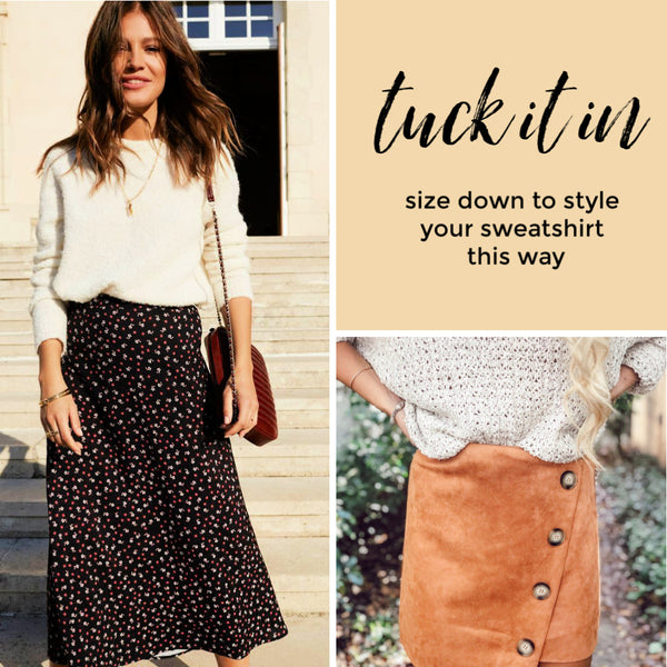 how to style sweater and skirts tuck in the Friday blog Friday apparel