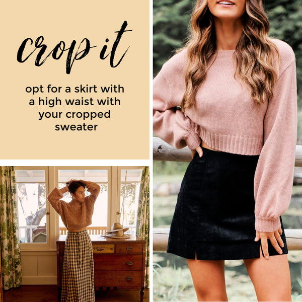 how to style sweater and skirts crop shirt the Friday blog Friday apparel