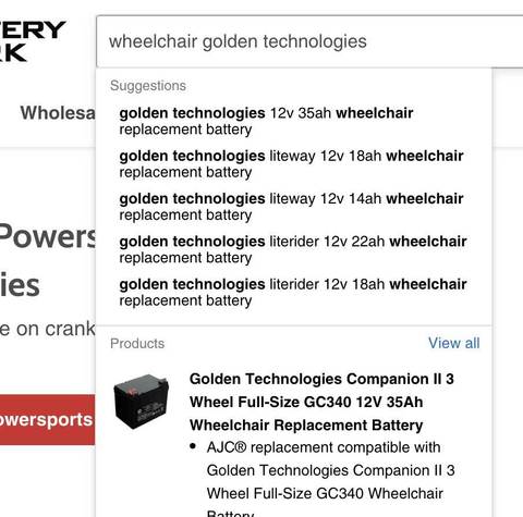 wheelchair battery replacement search