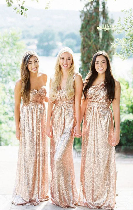 rose gold sequin bridesmaid dresses with sleeves