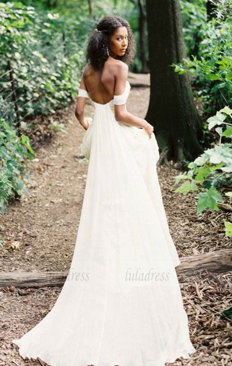 off the shoulder bridal dress