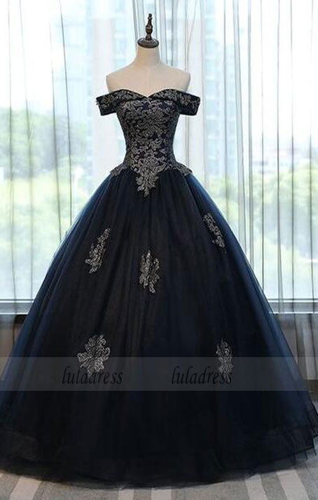 simple black ball gown