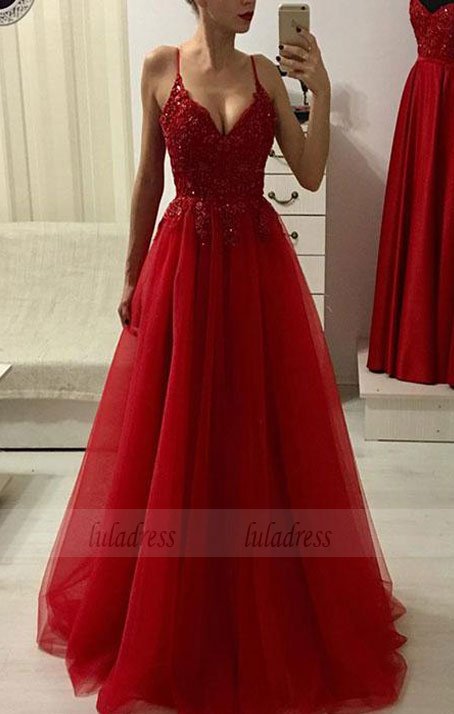 red v neck dress