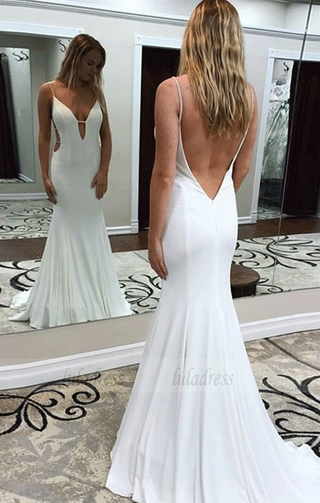 white backless evening gown