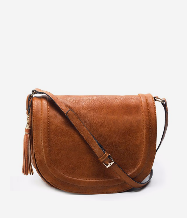 tan leather saddle bag