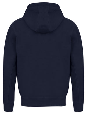 Sword Motif Brushback Fleece Pullover Hoodie in Sky Captain Navy - triatloandratx