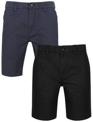 Daly 2 Pack Cotton Twill Chino Shorts with Stretch in Mood Indigo / Jet Black - South Shore