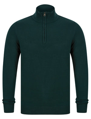 Redwood 2 Half Zip Neck Cashmilon Knit Jumper in Evergreen - Kensington Eastside