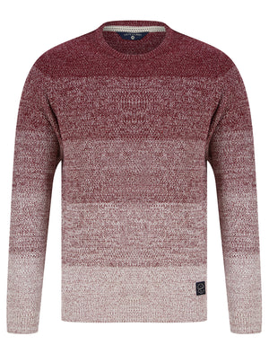 Dusen Graduated Colour Block Knitted Jumper in Claret - triatloandratx