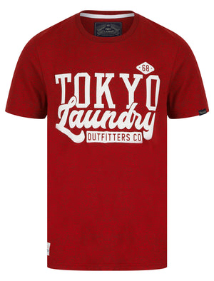 Shaker Motif Cotton Jersey Grindle T-Shirt in Dark Red - triatloandratx