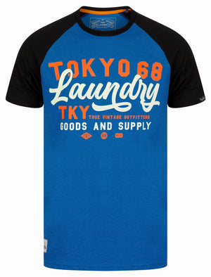 Catalyst Baseball Style Raglan Sleeve Crew Neck T-Shirt in Mid Blue Marl - triatloandratx