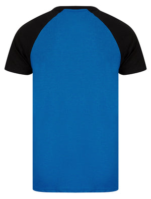 Catalyst Baseball Style Raglan Sleeve Crew Neck T-Shirt in Mid Blue Marl - triatloandratx